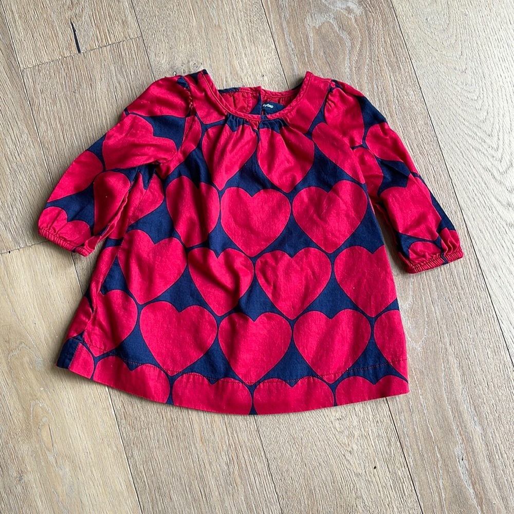 Baby Gap Navy and Red Heart Dress 6-12 months